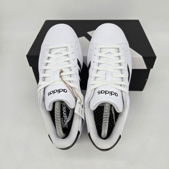 adidas Grand Court Cloudfoam Lifestyle Court Comfort White Black Shoes Size 8 - Picture 5 of 8